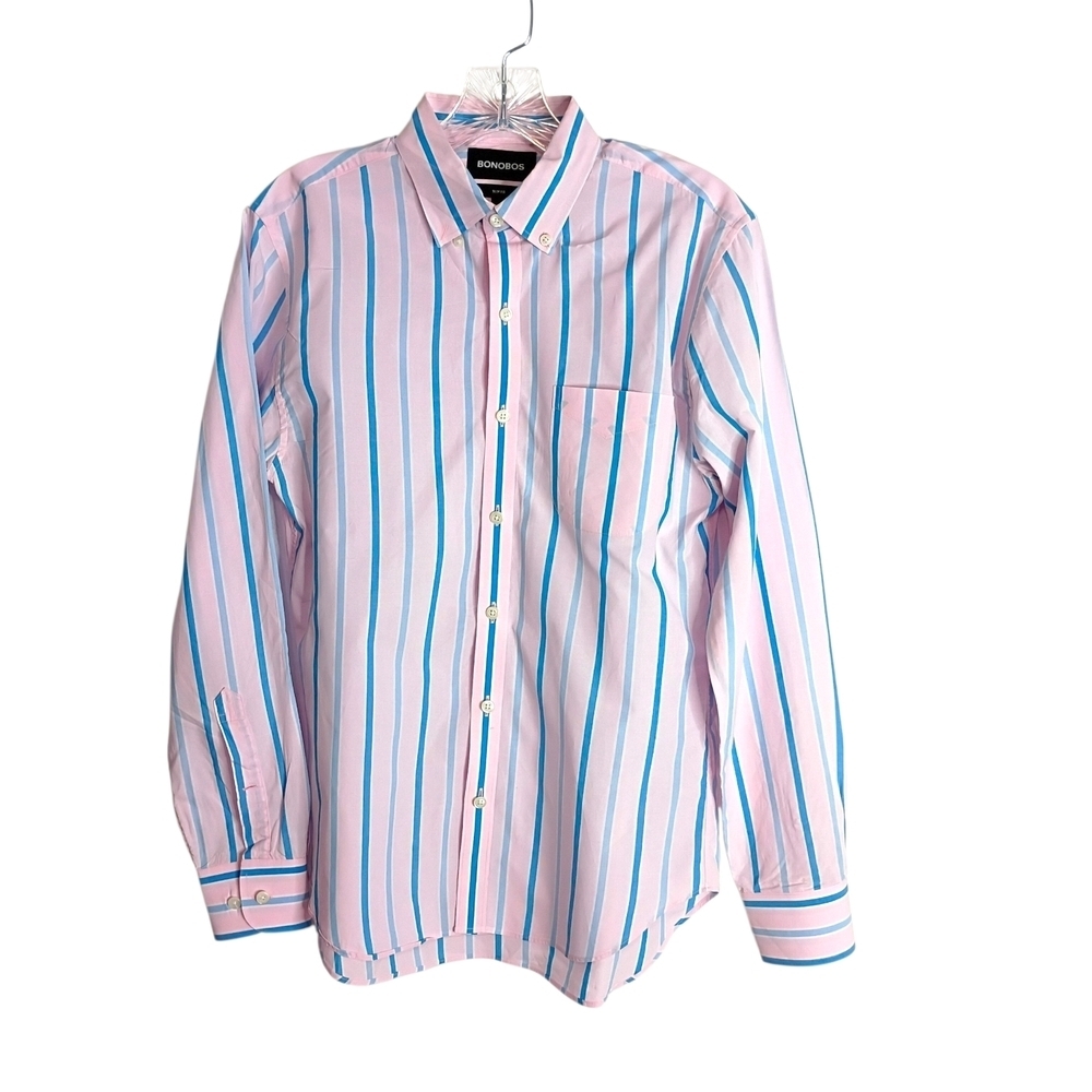 Bonobos Pink & Blue Striped Button-Up Shirt - Size S